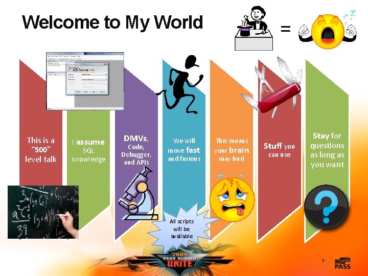 Welcome to My World This is a “ 500” level talk I assume SQL Welcome to My World This is a “ 500” level talk I assume SQL