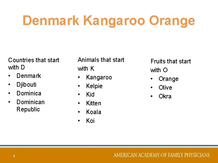 Denmark Kangaroo Orange Countries that start with D • Denmark • Djibouti • Dominican