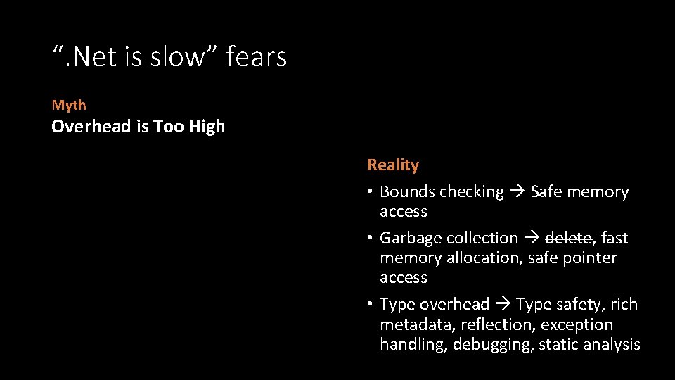 “. Net is slow” fears Myth Overhead is Too High Reality • Bounds checking