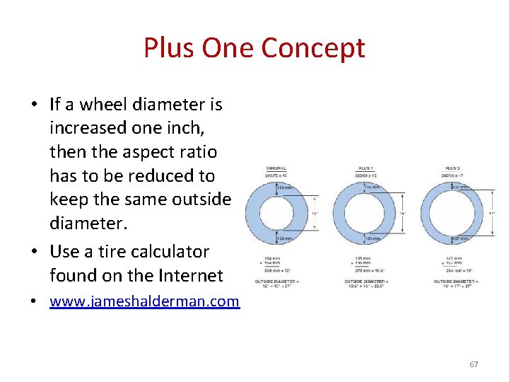 Plus One Concept • If a wheel diameter is increased one inch, then the