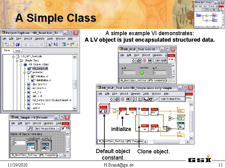 A Simple Class A simple example VI demonstrates: A LV object is just encapsulated