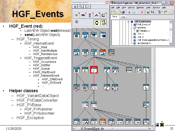 HGF_Events • HGF_Event (red) • Lab. VIEW Object wait(timeout) • send(Lab. VIEW Object) –