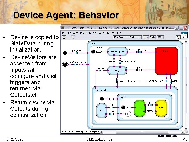 Device Agent: Behavior • Device is copied to State. Data during initialization. • Device.