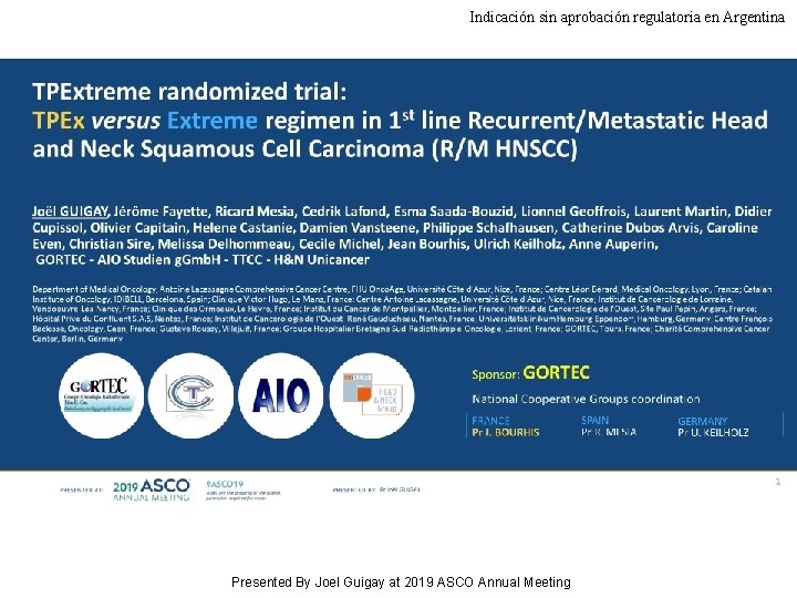 Indicación sin aprobación regulatoria en Argentina TPExtreme randomized trial: TPEx versus Extreme regimen in Indicación sin aprobación regulatoria en Argentina TPExtreme randomized trial: TPEx versus Extreme regimen in
