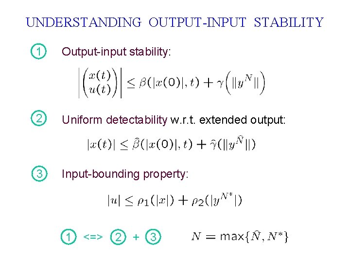 UNDERSTANDING OUTPUT-INPUT STABILITY 1 Output-input stability: 2 Uniform detectability w. r. t. extended output: