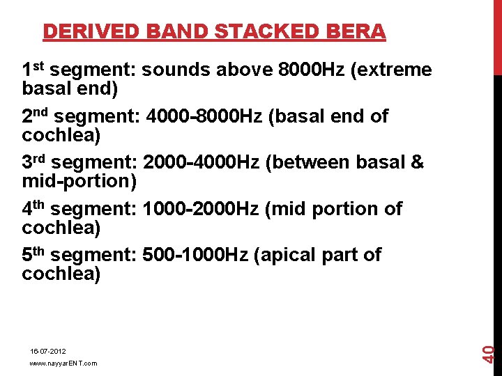 DERIVED BAND STACKED BERA 16 -07 -2012 www. nayyar. ENT. com 40 1 st