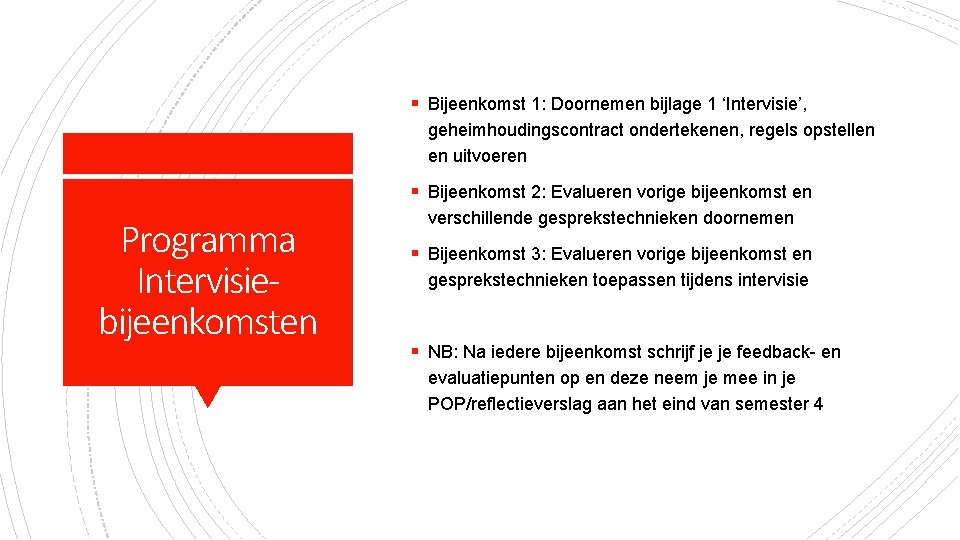 § Bijeenkomst 1: Doornemen bijlage 1 ‘Intervisie’, geheimhoudingscontract ondertekenen, regels opstellen en uitvoeren §