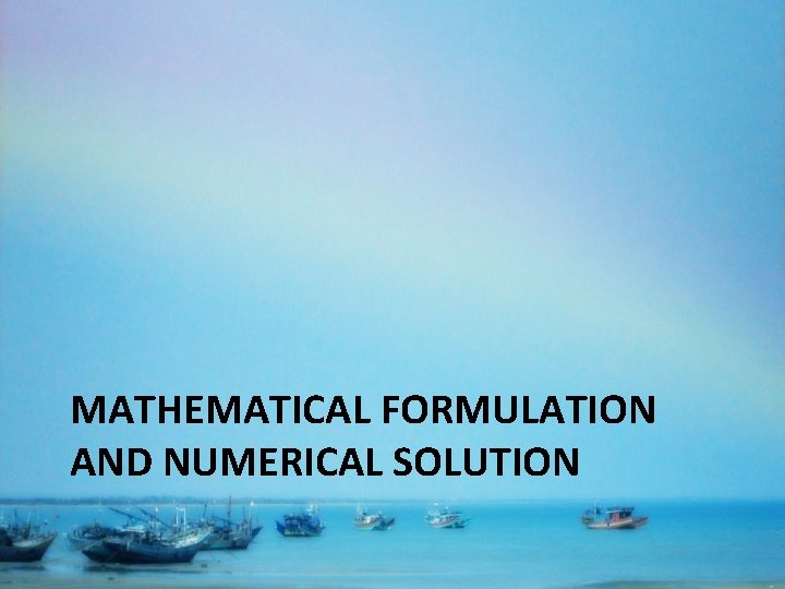 MATHEMATICAL FORMULATION AND NUMERICAL SOLUTION 