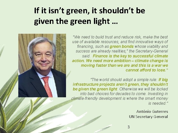 If it isn’t green, it shouldn’t be given the green light … “We need