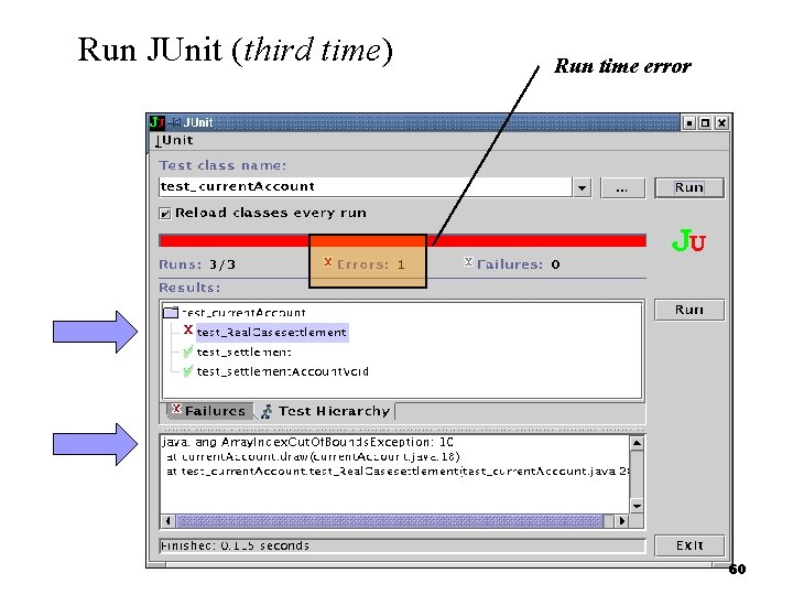 Run JUnit (third time) Run time error 60 