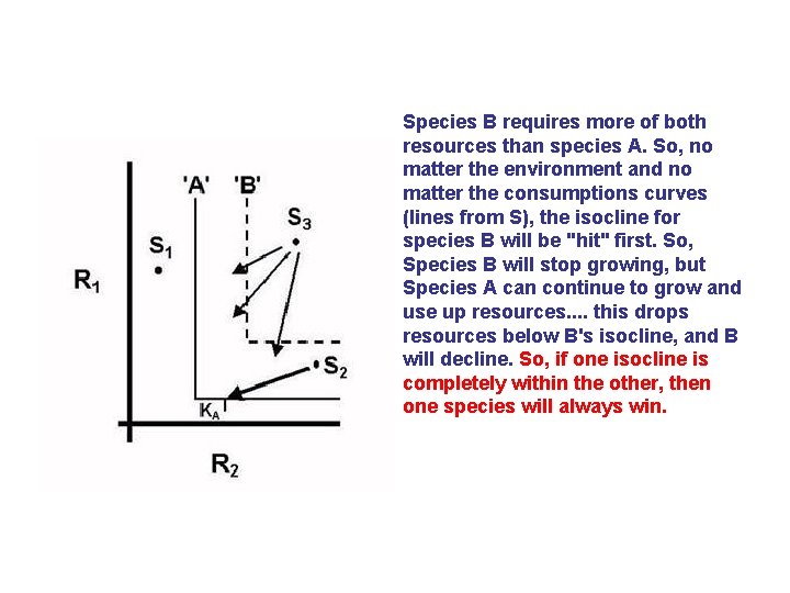  Species B requires more of both resources than species A. So, no matter