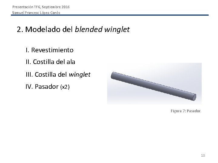 Presentación TFG, Septiembre 2016 Samuel Francesc López Canós 2. Modelado del blended winglet I.