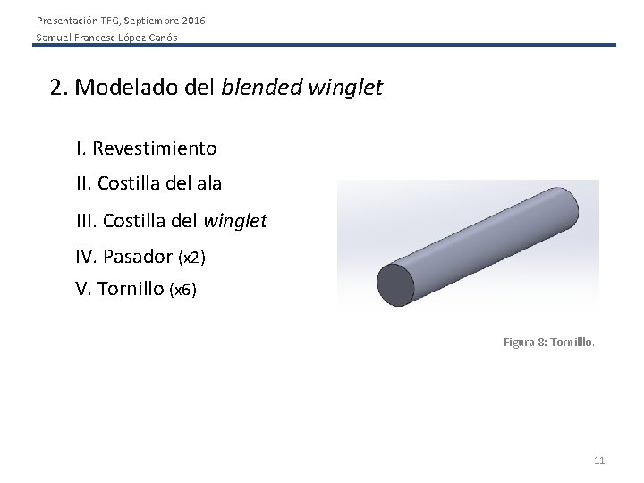 Presentación TFG, Septiembre 2016 Samuel Francesc López Canós 2. Modelado del blended winglet I.