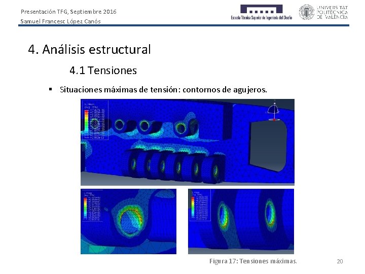 Presentación TFG, Septiembre 2016 Samuel Francesc López Canós 4. Análisis estructural 4. 1 Tensiones