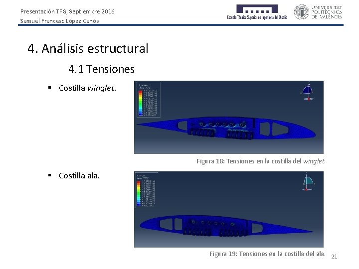 Presentación TFG, Septiembre 2016 Samuel Francesc López Canós 4. Análisis estructural 4. 1 Tensiones