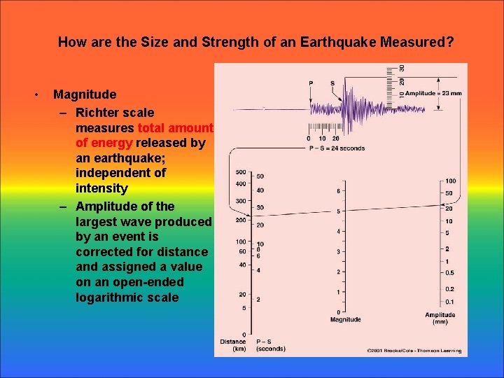 How are the Size and Strength of an Earthquake Measured? • Magnitude – Richter