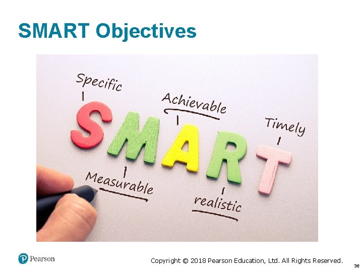 SMART Objectives Copyright © 2018 Pearson Education, Ltd. All Rights Reserved. 36 