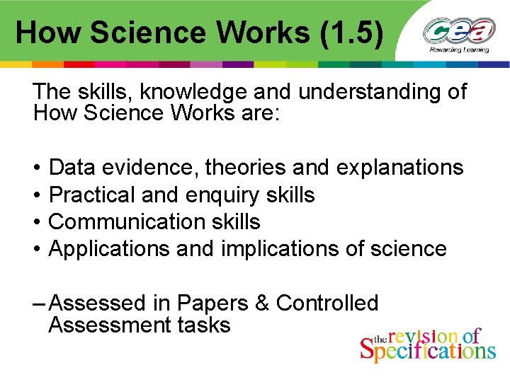 How Science Works (1. 5) The skills, knowledge and understanding of How Science Works