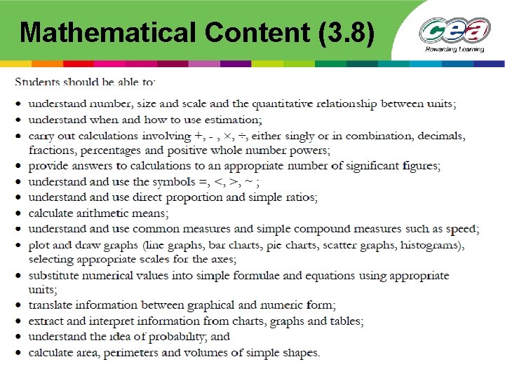 Mathematical Content (3. 8) 