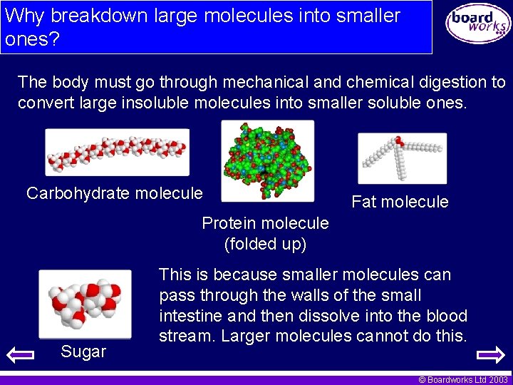 Why breakdown large molecules into smaller ones? The body must go through mechanical and