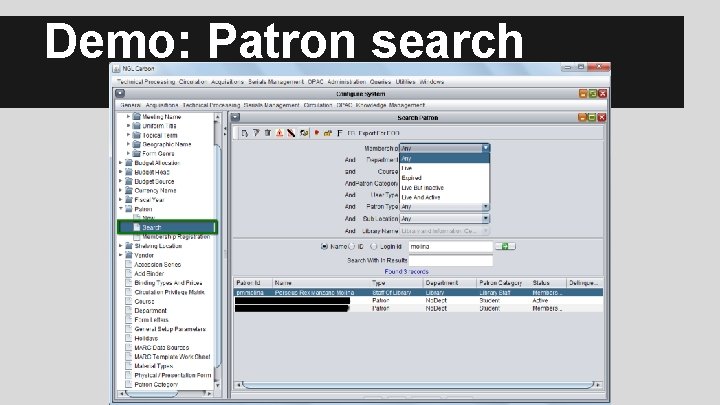 Demo: Patron search 