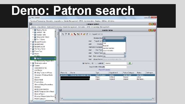 Demo: Patron search 