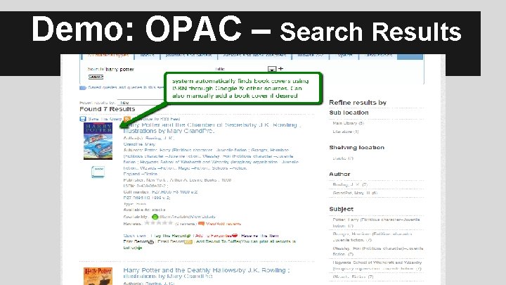 Demo: OPAC – Search Results 