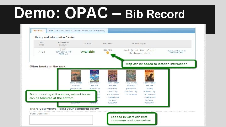 Demo: OPAC – Bib Record 