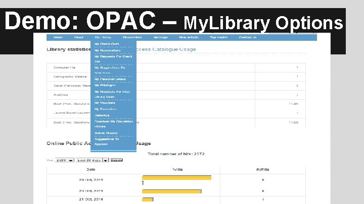 Demo: OPAC – My. Library Options 