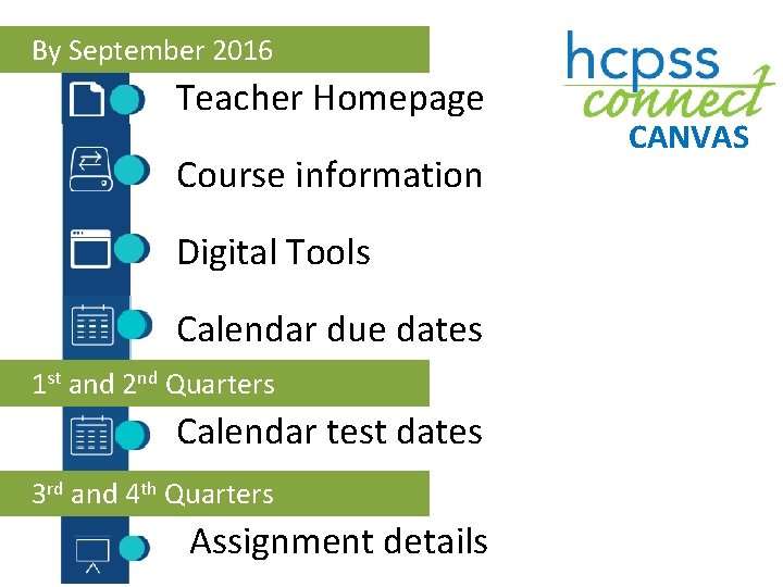 By September 2016 Teacher Homepage Course information Digital Tools Calendar due dates 1 st