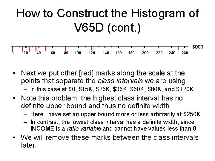 How to Construct the Histogram of V 65 D (cont. ) • Next we