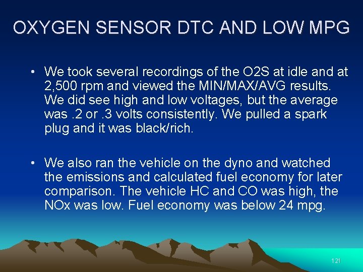 OXYGEN SENSOR DTC AND LOW MPG • We took several recordings of the O