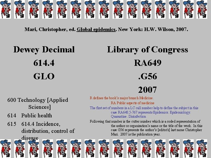 Mari, Christopher, ed. Global epidemics. New York: H. W. Wilson, 2007. Dewey Decimal 614.