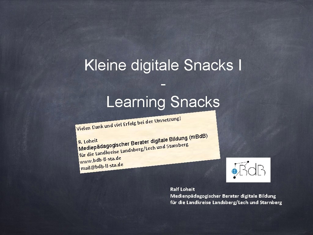 Kleine digitale Snacks I Learning Snacks Vielen Dan er Umse d i e b