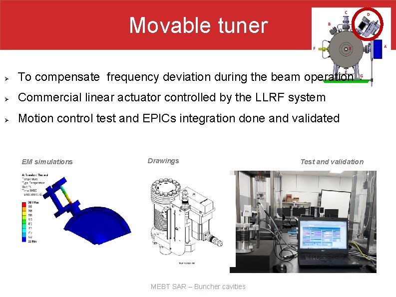 Movable tuner Ø To compensate frequency deviation during the beam operation Ø Commercial linear