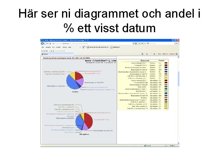 Här ser ni diagrammet och andel i % ett visst datum 