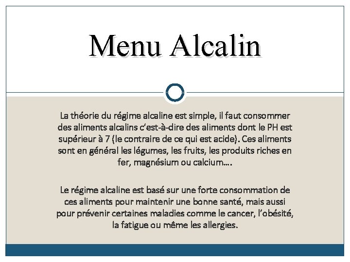 diete alcaline menu