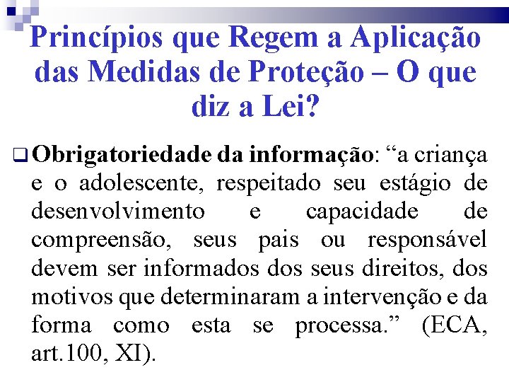 Princípios que Regem a Aplicação das Medidas de Proteção – O que diz a