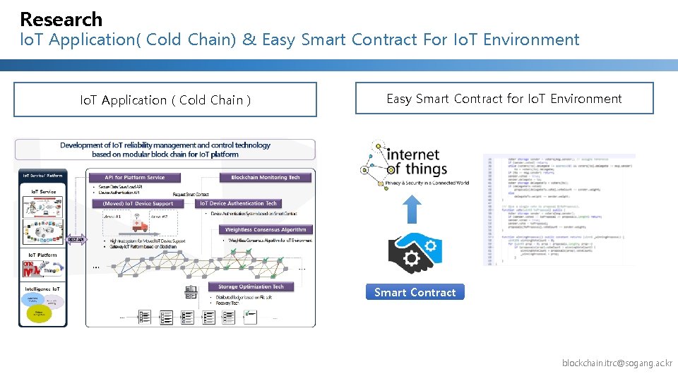 Research lo. T Application( Cold Chain) & Easy Smart Contract For Io. T Environment