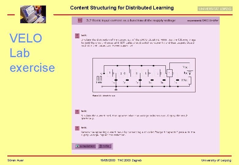 Content Structuring for Distributed Learning VELO Lab exercise Sören Auer 19/05/2003 TNC 2003 Zagreb