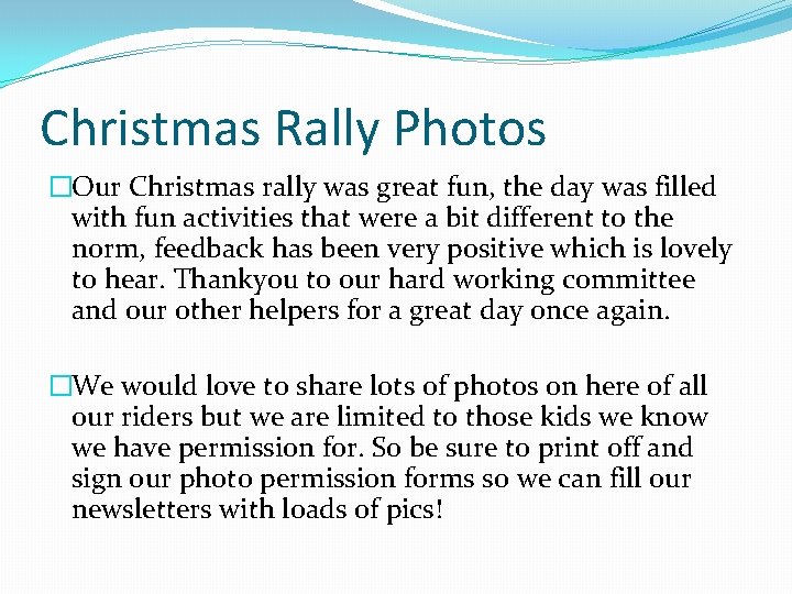 Christmas Rally Photos �Our Christmas rally was great fun, the day was filled with