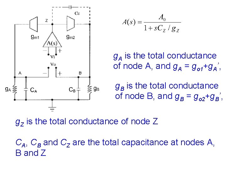 g. A is the total conductance of node A, and g. A = go