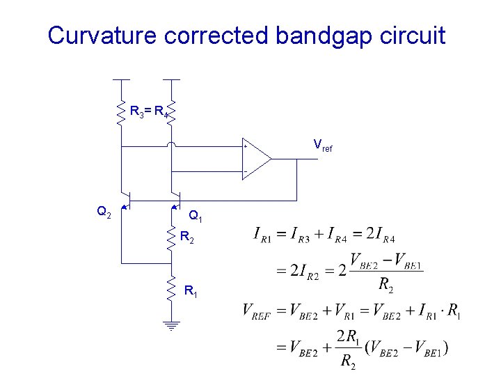 Curvature corrected bandgap circuit R 3 = R 4 Vref Q 2 Q 1