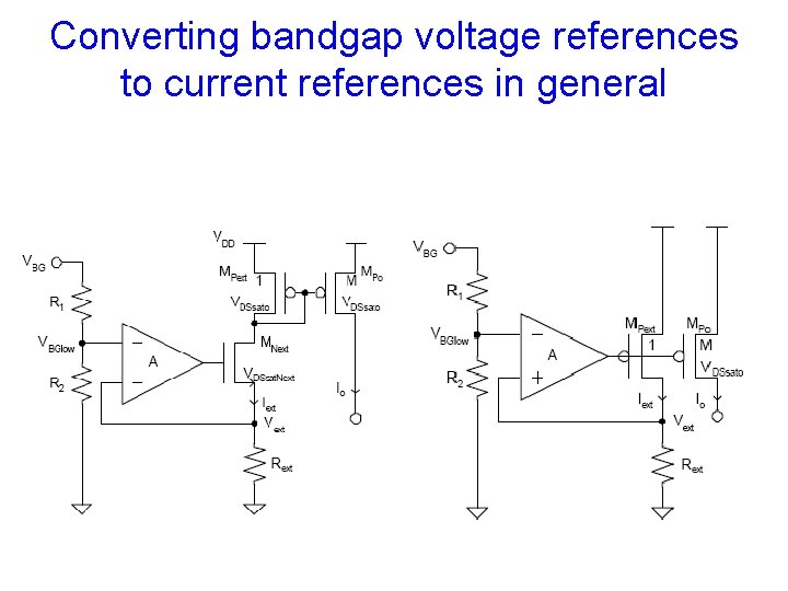 Converting bandgap voltage references to current references in general 