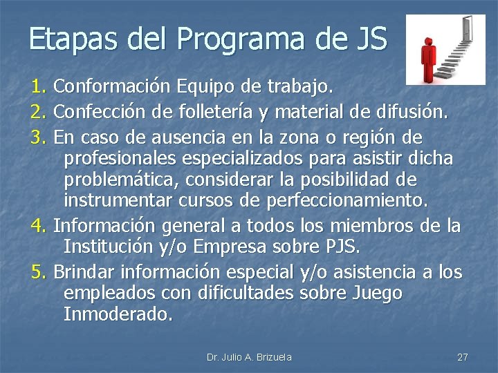 Etapas del Programa de JS 1. Conformación Equipo de trabajo. 2. Confección de folletería