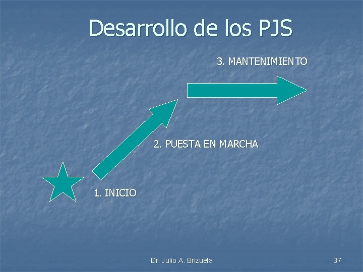 Desarrollo de los PJS 3. MANTENIMIENTO 2. PUESTA EN MARCHA 1. INICIO Dr. Julio