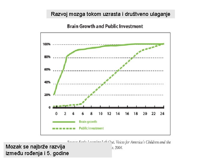 Razvoj mozga tokom uzrasta i društveno ulaganje Mozak se najbrže razvija između rođenja i