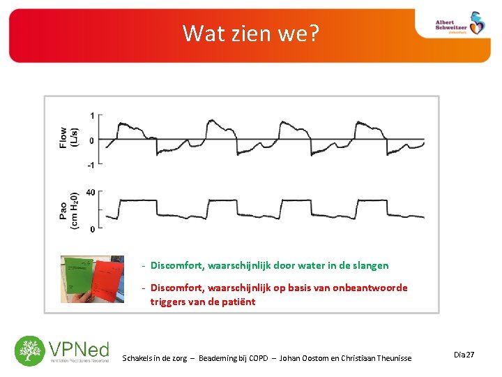 Wat zien we? - Discomfort, waarschijnlijk door water in de slangen - Discomfort, waarschijnlijk