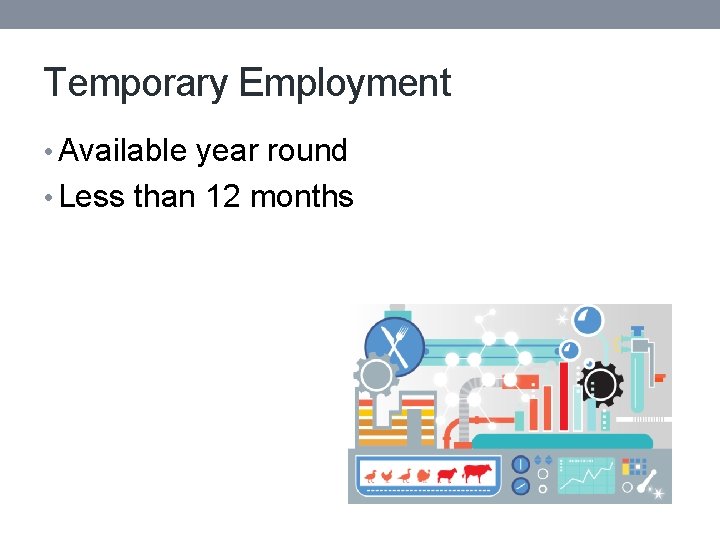 Temporary Employment • Available year round • Less than 12 months 