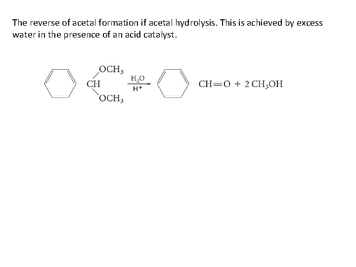 The reverse of acetal formation if acetal hydrolysis. This is achieved by excess water